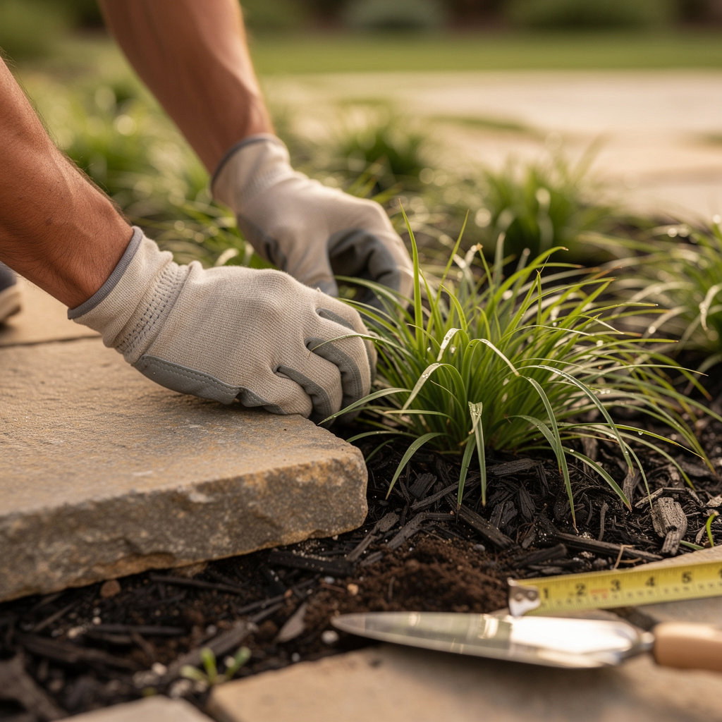 Serenity Landscape Design team creating a custom residential garden design plan in Belton, MO